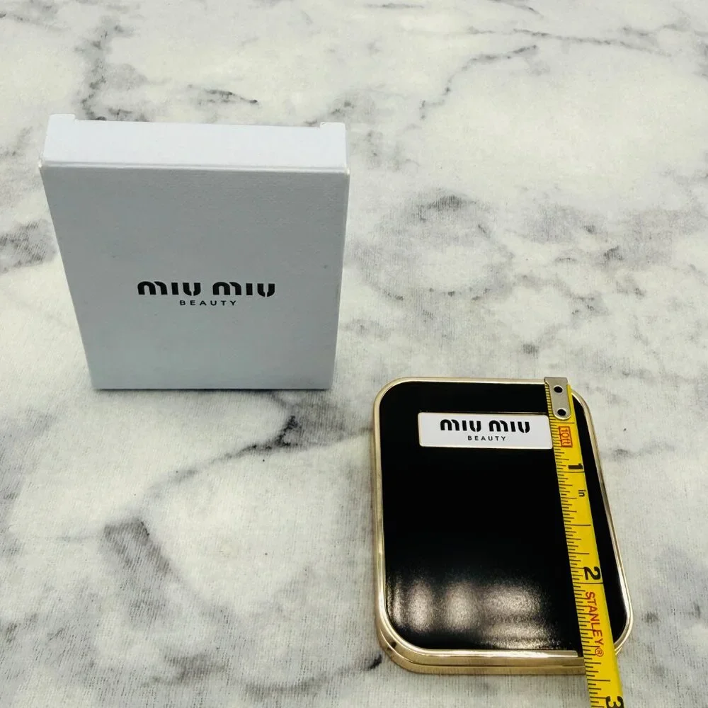 Miu Miu Beauty Mirror Black Gold Rectangular Compact Mirror Limit 2.5in-BOX-NEW